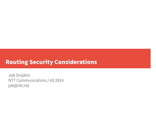 Routing Security Considerations | PPT
