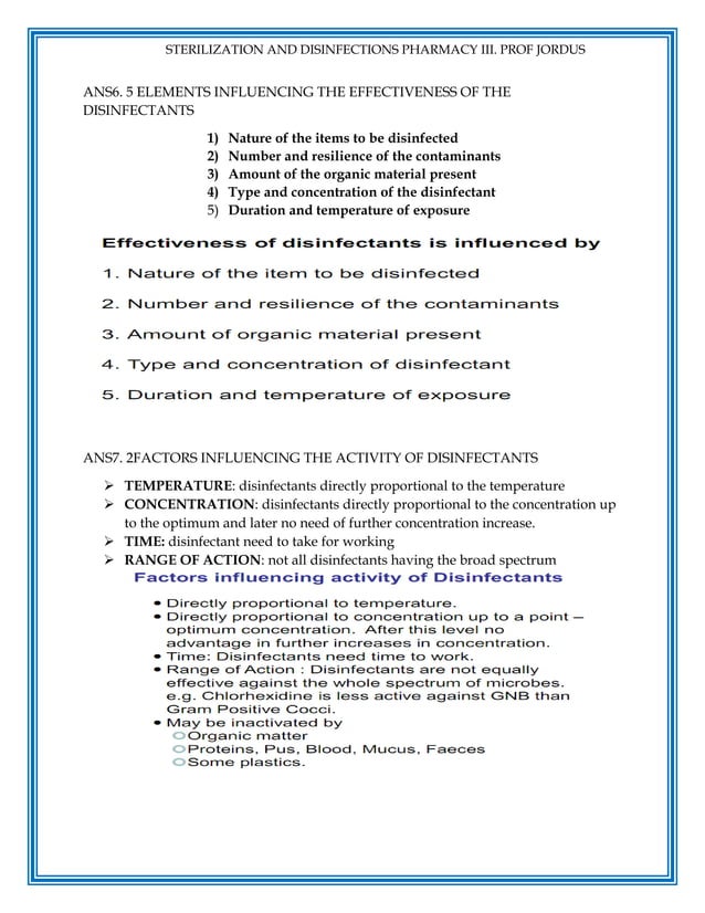 STERILISATION AND DISINFECTION QUESTIONS WITH ANSWERS