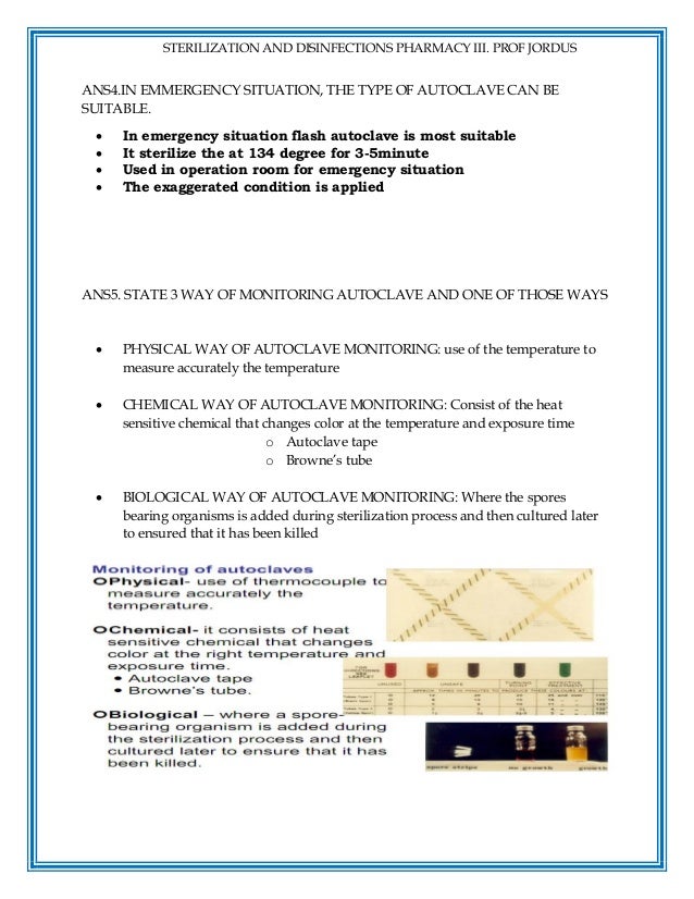 STERILISATION AND DISINFECTION QUESTIONS WITH ANSWERS