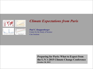 Climate Expectations from Paris
Paul C. Knappenberger
Center for the Study of Science
Cato Institute
Preparing for Paris: What to Expect from
the U.N.’s 2015 Climate Change Conference
October 30, 2015
 