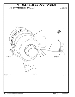 AIR INLET AND EXHAUST SYSTEM
217-0747 AIR CLEANER GP (contd. ) i02088948
GRAPHIC #1 <END> g01002332
86 AIR INLET AND EXHAUST SYSTEM 2 of 2 KEBP0271-28
 