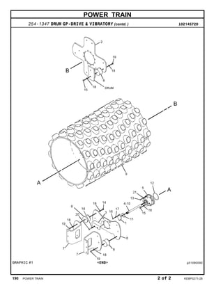 POWER TRAIN
254-1347 DRUM GP-DRIVE & VIBRATORY (contd. ) i02145720
GRAPHIC #1 <END> g01090092
190 POWER TRAIN 2 of 2 KEBP0271-28
 
