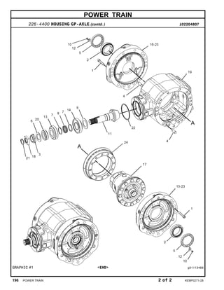 POWER TRAIN
226-4400 HOUSING GP-AXLE (contd. ) i02204807
GRAPHIC #1 <END> g01113466
196 POWER TRAIN 2 of 2 KEBP0271-28
 