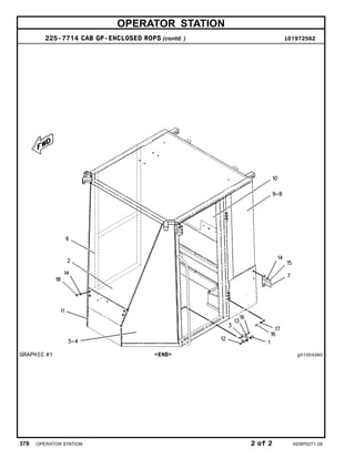 OPERATOR STATION
225-7714 CAB GP-ENCLOSED ROPS (contd. ) i01972562
GRAPHIC #1 <END> g01004393
378 OPERATOR STATION 2 of 2 KEBP0271-28
 