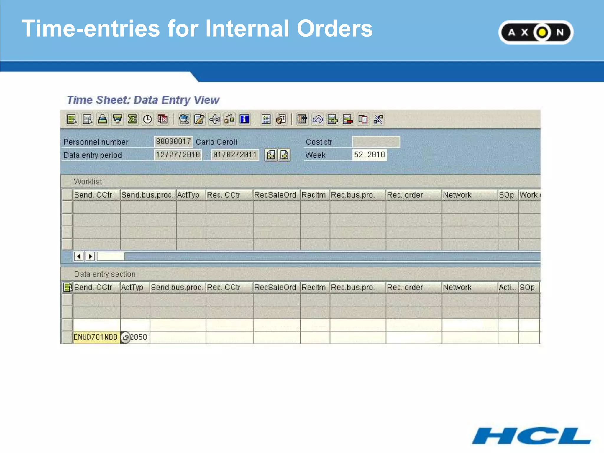 Time-entries for Internal Orders
 