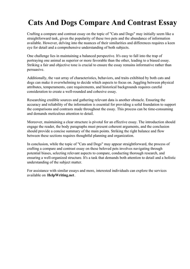 Cats And Dogs Compare And Contrast Essay PDF