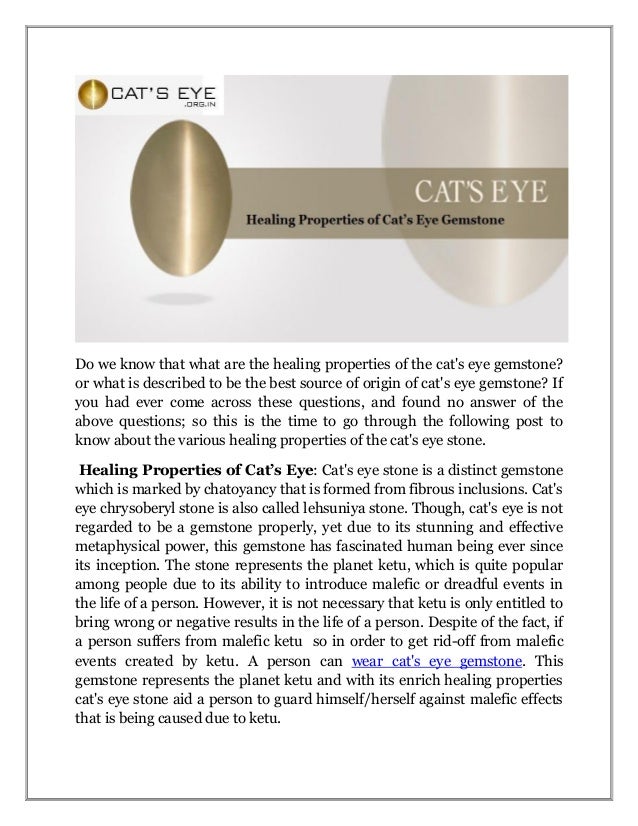 Cat's eye healing properties