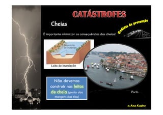 É importante minimizar as consequências das cheias!
by Ana Kastro
Porto
Não devemos
construir nos leitos
de cheia (perto das
margens dos rios)
Não devemos
construir nos leitos
de cheia (perto das
margens dos rios)
 