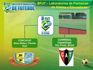 BFUT – Laboratorios de Formacao
de Atletas e Educadores

CONCACAF
Boca Raton, Florida
EUA

CONMEBOL
Taquaritinga
São Paulo, Brasil

 