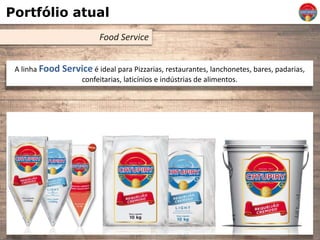Portfólio atual
Food Service
A linha Food Service é ideal para Pizzarias, restaurantes, lanchonetes, bares, padarias,
confeitarias, laticínios e indústrias de alimentos.
 