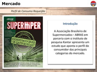 Mercado
Perfil de Consumo Requeijão
Introdução
A Associação Brasileira de
Supermercados– ABRAS em
parceria com o instituto de
pesquisa Kantar apresenta um
estudo que aponta o perfil do
consumidor das principais
categorias do mercado.
Fonte: Revista Super Hiper 2014
 
