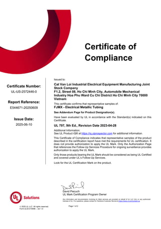 UL Certification Compliance for Electrical Metallic Tubing and Ferrous ...