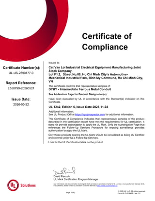 UL Certification Compliance for Electrical Metallic Tubing and Ferrous ...