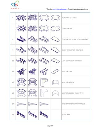 Website: www.catvanloi.com ; E-mail: sales@catvanloi.com 
6 HORIZONTAL CROSS 
7 CURVE CROSS 
8 CONCENTRIC REDUCTION COUPLING 
9 RIGHT REDUCTION COUPLING 
10 LEFT REDUCTION COUPLING 
11 VERTICAL TEE 
12 VERTICAL ELBOW 
13 VERTICAL ELBOW CURVE TYPE 
14 WALL BRACKET SUPPORT ANGLE 
15 STRUT ARM 
Page 16 
 