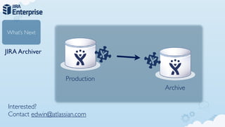What’s Next


JIRA Archiver



                    Production
                                 Archive

 Interested?
 Contact edwin@atlassian.com
 