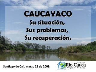CAUCAYACO Su situación,  Sus problemas,  Su recuperación. Santiago de Cali, marzo 25 de 2009. 
