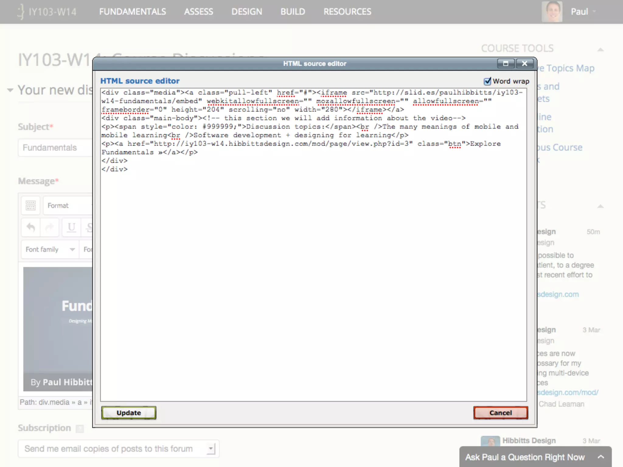 Bootstrap (2.x) HTML Snippet 
Two Column Layout 
<div class="row-fluid"> 
<div class="span6"> 
Column one content 
</div> 
<div class="span6"> 
Column two content 
</div> 
</div> 
 