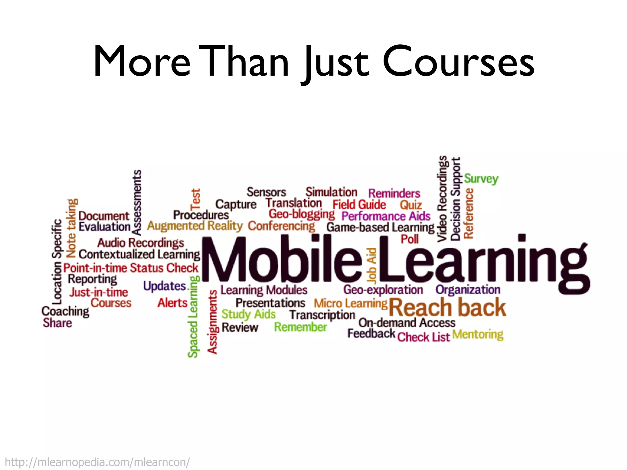 More Than Just Courses 
http://mlearnopedia.com/mlearncon/ 
 