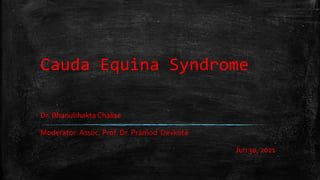 Cauda Equina Syndrome
Dr. Bhanubhakta Chalise
Moderator: Assoc. Prof. Dr. Pramod Devkota
Jun 30, 2021
 