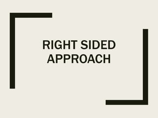 RIGHT SIDED
APPROACH
 