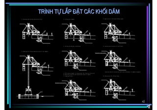 Tr×nh tù l¾p ®Æt c¸c khèi dÇm
    1. Launching and setting the Erection Nose                                                            3. Lifting the segment                                                                            8. Application of the epoxy-bonding agent



                                                                                                                                                                                                      Ere ction Nos e
Erection Nose                                                                                       Er ection No se




                                                                                                                                                                                                                              2
                                                                                                                                                                                                                              0
                                                                                                                         0
                   2
                   0




                                                                                                                         2
                                                                                                                         0
                                                                                                                                                                                                                                                  2
                                                                                                                                                                                                                                                  1   .
                                                                                                                                                                                                                                                      5


                                       .
                                       2
                                       5
                                       1                                                                                                       1   .
                                                                                                                                                   5
                                                                                                                                                   2




                                                                                                                                                                                                                                      300

                                                                                                                                300




                                                                                                                                                          Mobile Scaffold ing                                                                  Mobile Scaffold ing
                                                    Mob ile Scaff olding



                                                                                                          4. Setting the movable scaffolding                                                                9. Jointing and stressing of the PC-bars



                                                                                                    Er ection No se                                                                                   Ere ction Nos e
    2. Lowering the lifting beam and attach to the segment
                                                                                                                                                                                Cha in b lock for g a de ad jus tm ent
                                                                                                                                                                                       -            r


Erection Nose




                                                                                                                         2
                                                                                                                         0




                                                                                                                                                                                                                                  2
                                                                                                                                                                                                                                  0
                                                                                                                                               1   .
                                                                                                                                                   5
                                                                                                                                                   2                                                                                              2
                                                                                                                                                                                                                                                  1   .
                                                                                                                                                                                                                                                      5




                                       .
                                       2
                                       5
                                       1




                                                                                                                                300




                                                                                                                                          Mobil e Scaffol ding                                                                                 Mobile Scaffold ing


                                                                                                                                                                                                                   Jointing sahll be carried out with final adjustment of segment alignment
                                                                                                          5. Positioning segment in longitudinal and tranversal direction
                                                                                                          6. Adjusting elvation and longitudinal grade of segment
                                                    Mob ile Scaff olding
                                                                                                          7. Coupling PC-bars                                                                               10. Releaseing the lifting frame


                                                                                                                                                                                                      Ere ction Nos e
                                                                                                    Er ection No se


                                                                           Cha in-b loc k for g a de ad jus tm ent
                                                                                                r




                                                                                                                                                                                                                                  0
                                                                                                                                                                                                                                  2
                                                                                                                                                                                                                                  0
                   0
                   2




                                                                                                                         0
                                                                                                                         2




                                                                                                                                                                                                                                                  2
                                                                                                                                                                                                                                                  1   .
                                                                                                                                                                                                                                                      5




                                                                                                                                               1   .
                                                                                                                                                   5
                                                                                                                                                   2




                                           Ba rge




                                                                                                                                300




                                                                                                                                          Mobile Scaffold ing                                                                                  Mobil e Scaffol ding


                                                                                                                                                                                                                                                                                              42
 