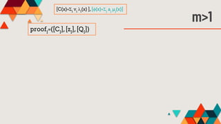 m>1
proofI
=([CI
],[zI
],[QI
])
[C(x)=Σi
vi
λi
(x) ],[ϕ(x)=Σj
aj
µj
(x)]
 
