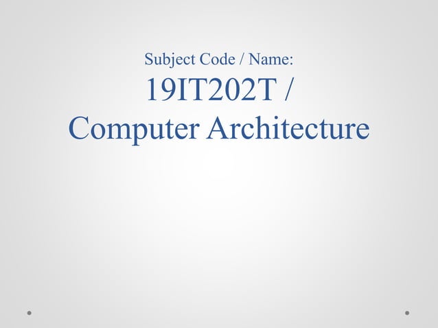 Computer Architecture | PPT