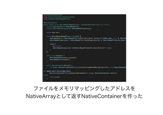 ファイルをメモリマッピングしたアドレスを
NativeArrayとして返すNativeContainerを作った
 