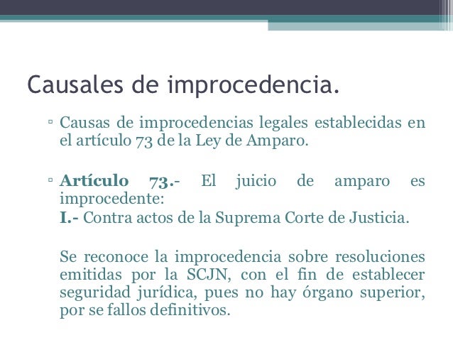 Clases De Improcedencia En El Juicio De Amparo