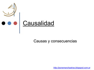Causalidad
Causas y consecuencias
http://ponemarchaatras.blogspot.com.ar
 
