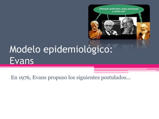 Modelo epidemiológico:
Evans
En 1976, Evans propuso los siguientes postulados…
 