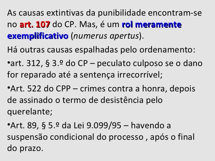 Causas De Extinção Da Punibilidade Causas De Extinção Da Punibilidade