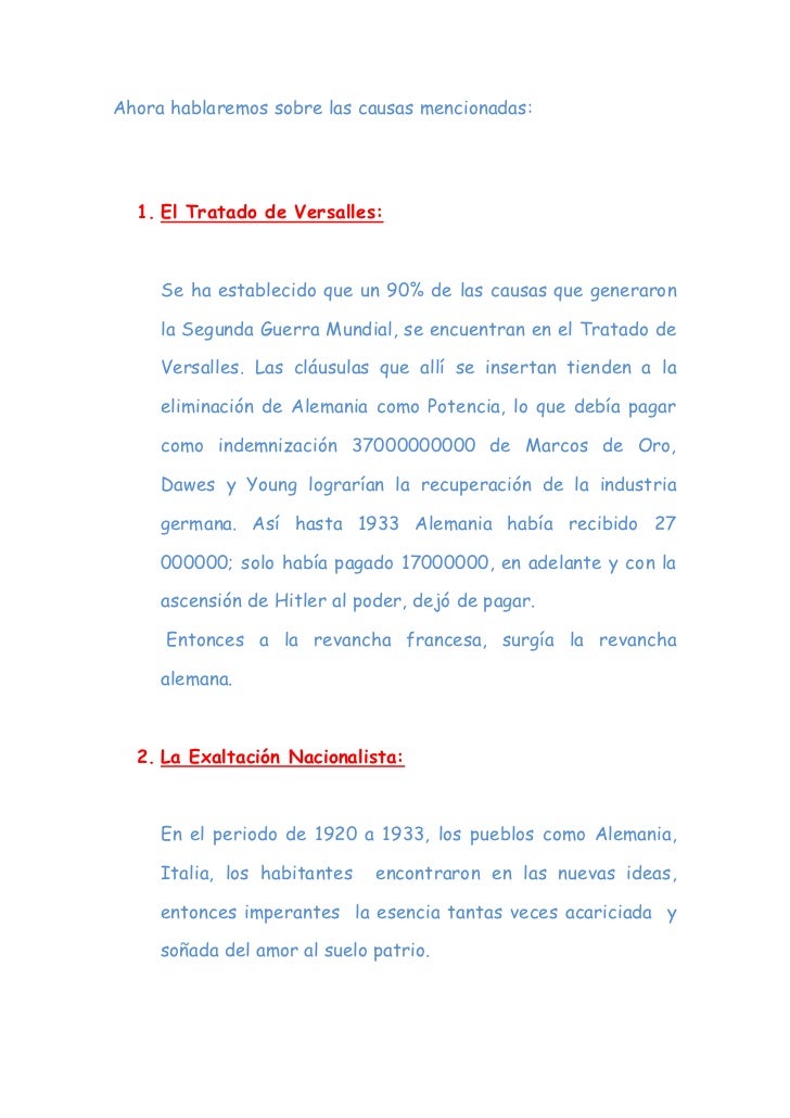 Causas De La Segunda Guerra Mundial
