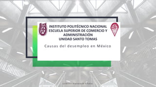 La técnica al servicio de la Patria
INSTITUTO POLITÉCNICO NACIONAL
ESCUELA SUPERIOR DE COMERCIO Y
ADMINISTRACIÓN
UNIDAD SANTO TOMAS
Causas del desempleo en México
 