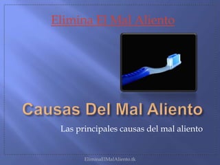 Elimina El Mal Aliento




 Las principales causas del mal aliento


       EliminaElMalAliento.tk
 