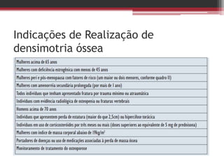 Indicações de Realização de
densimotria óssea
 