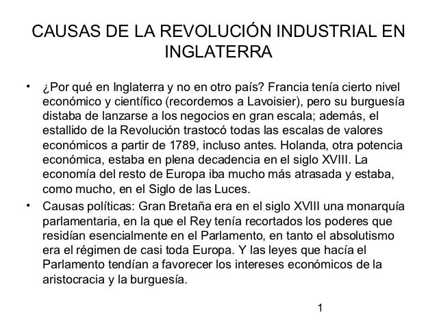 Causas revolución industrial