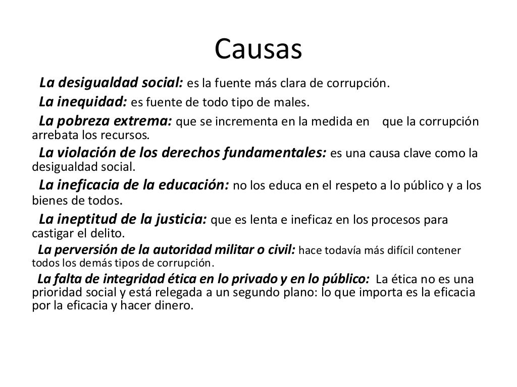 Causas y consecuencias de la corrupcion