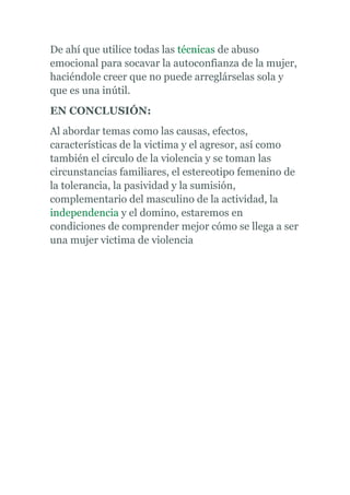 Causas y efectos de la violencia tania