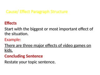 Writing A Good Cause - Effect Paragraph- | PPTX