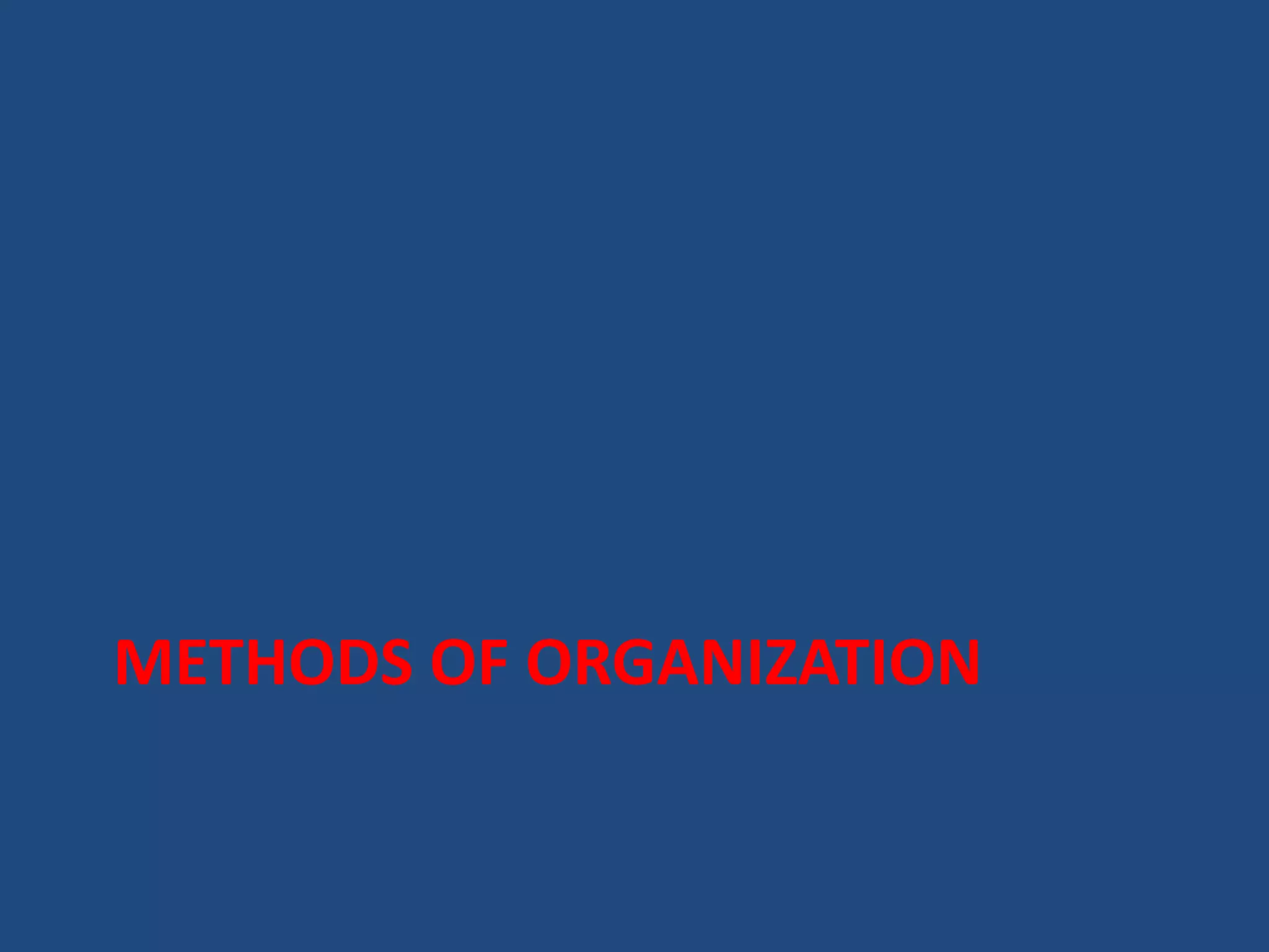 METHODS OF ORGANIZATION
 