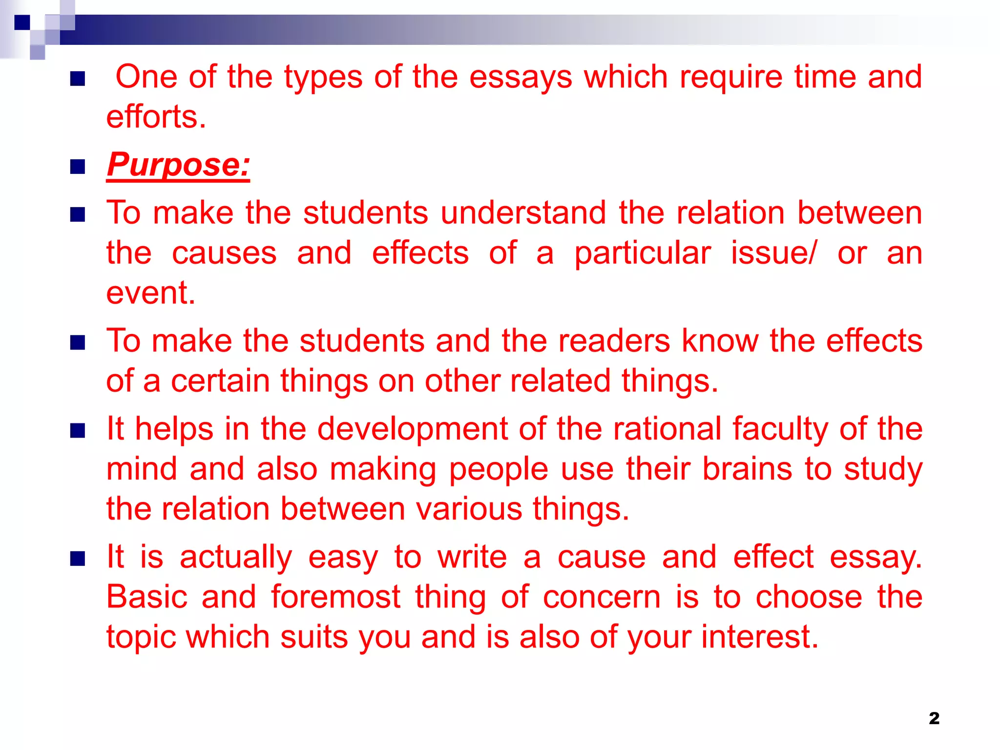 Cause and effect essay | PPT