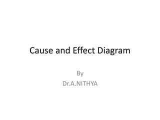 Cause and Effect Diagram
By
Dr.A.NITHYA
 