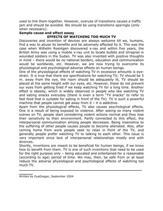 Cause And Effect Essay