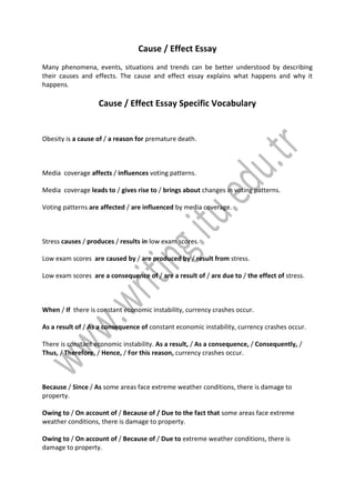 Reason Essay Example Cause and effect essay | PDF