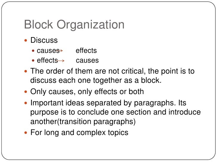 Cause effect essay block organization