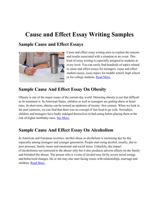 Cause and effect essay writing samples | PDF