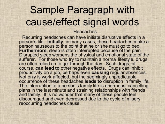 example paragraph cause and effect