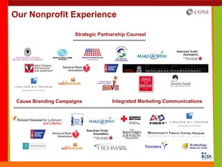 Our Nonprofit Experience

                      Strategic Partnership Counsel




 Cause Branding Campaigns            Integrated Marketing Communications
 