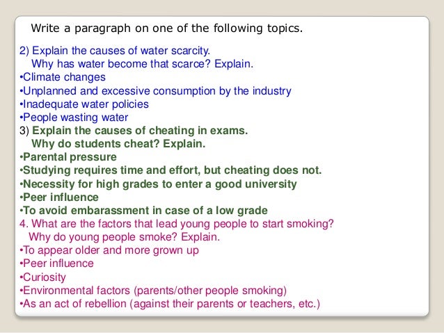 cause effect paragraph topics